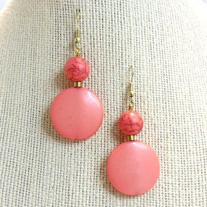 Coral Stone w Coral Peach Acrylic Earrings